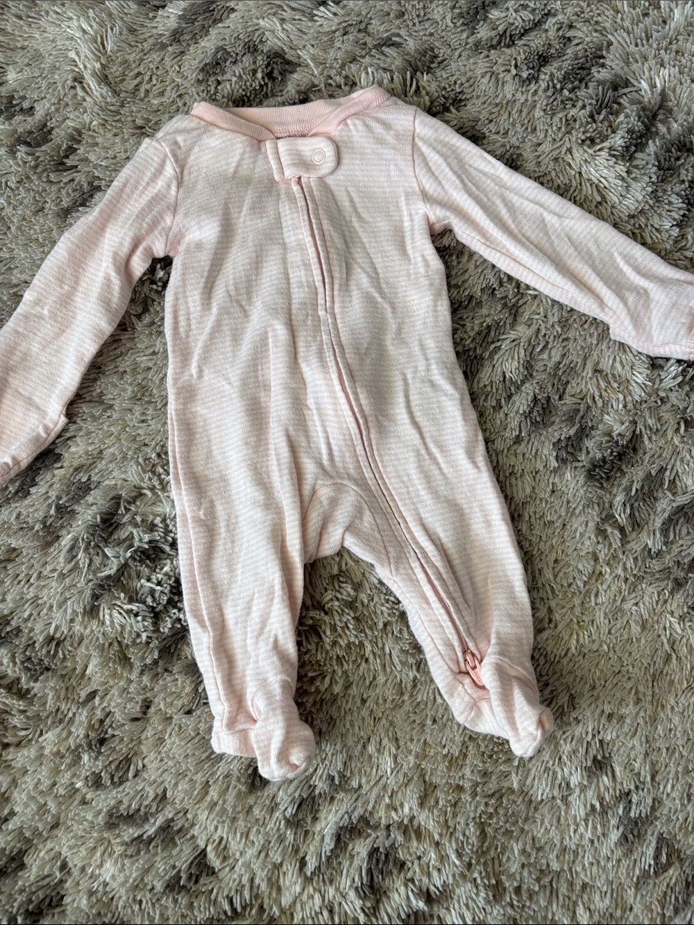 Carter's Light Pink Striped Footed One-Piece Sleeper